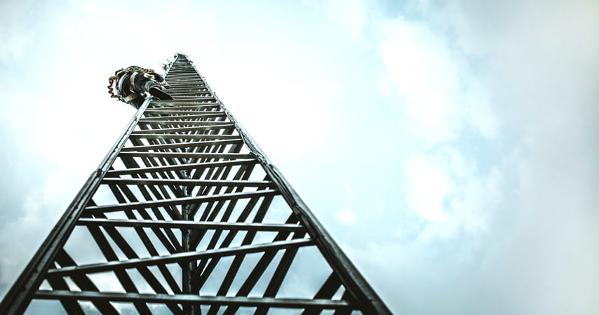 Home tower being serviced